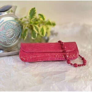 Vintage Nancy Gonzalez Genuine Crocodile Skin Pink Mini Shoulder Baguette Bag